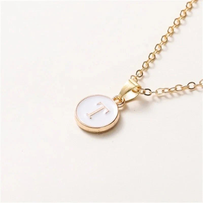 Gold Accented Circle Letter Initial Necklace - Aryomi