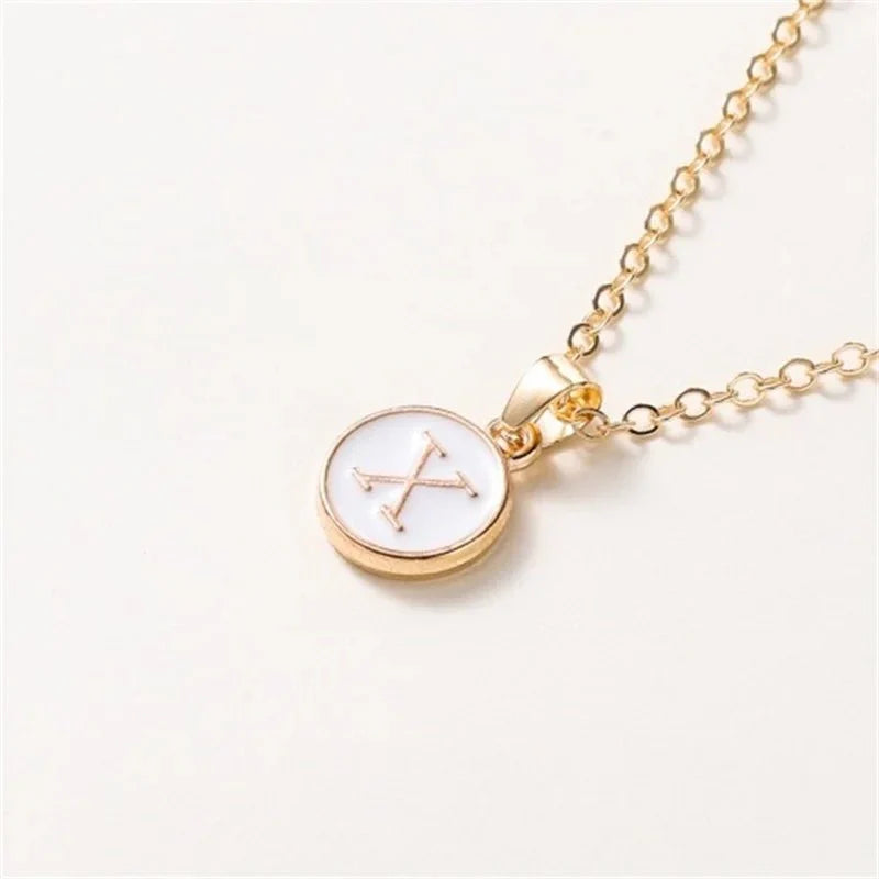 Gold Accented Circle Letter Initial Necklace - Aryomi