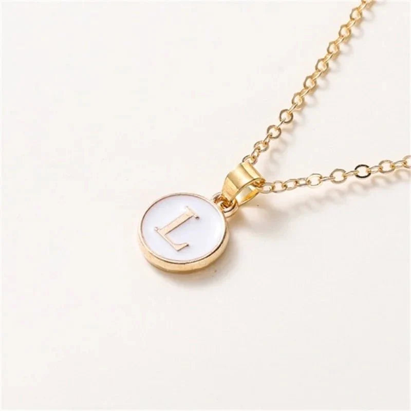 Gold Accented Circle Letter Initial Necklace - Aryomi