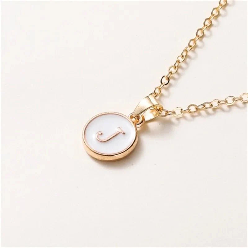 Gold Accented Circle Letter Initial Necklace - Aryomi