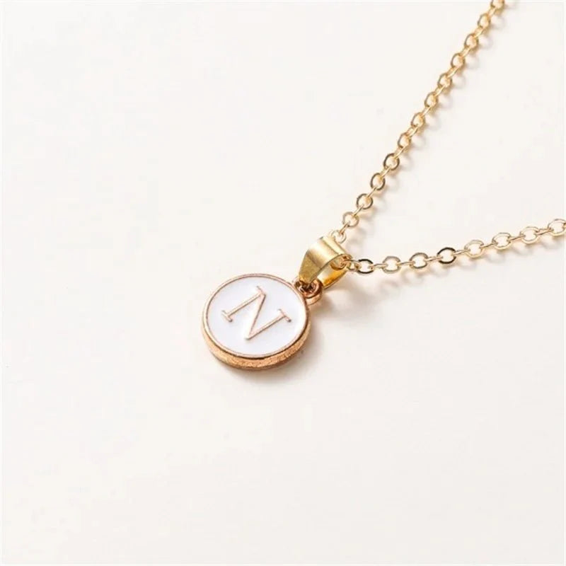 Gold Accented Circle Letter Initial Necklace - Aryomi