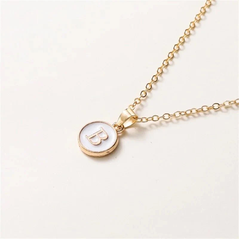 Gold Accented Circle Letter Initial Necklace - Aryomi