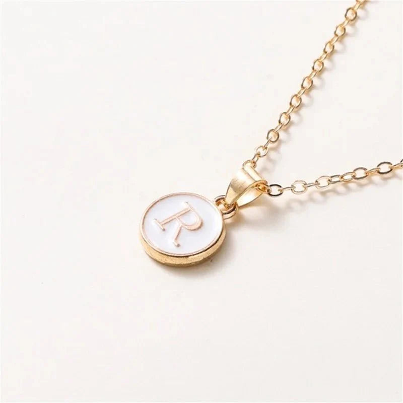 Gold Accented Circle Letter Initial Necklace - Aryomi