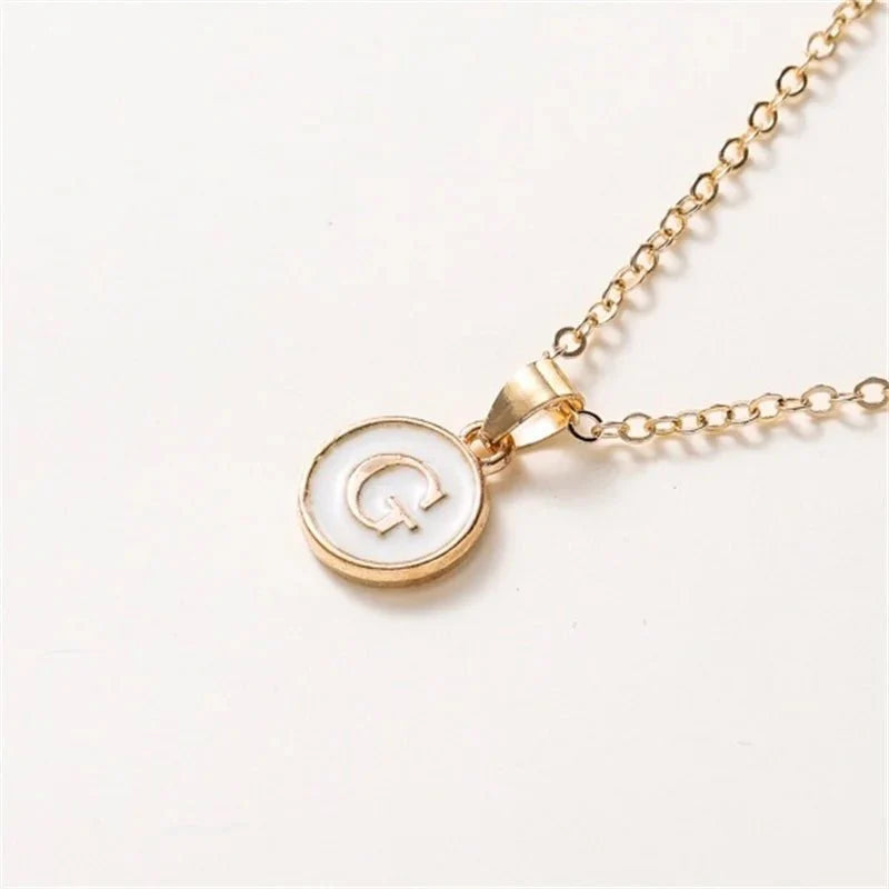 Gold Accented Circle Letter Initial Necklace - Aryomi