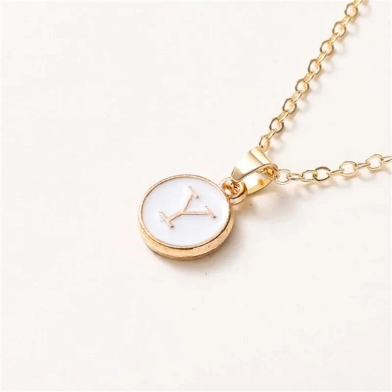 Gold Accented Circle Letter Initial Necklace - Aryomi