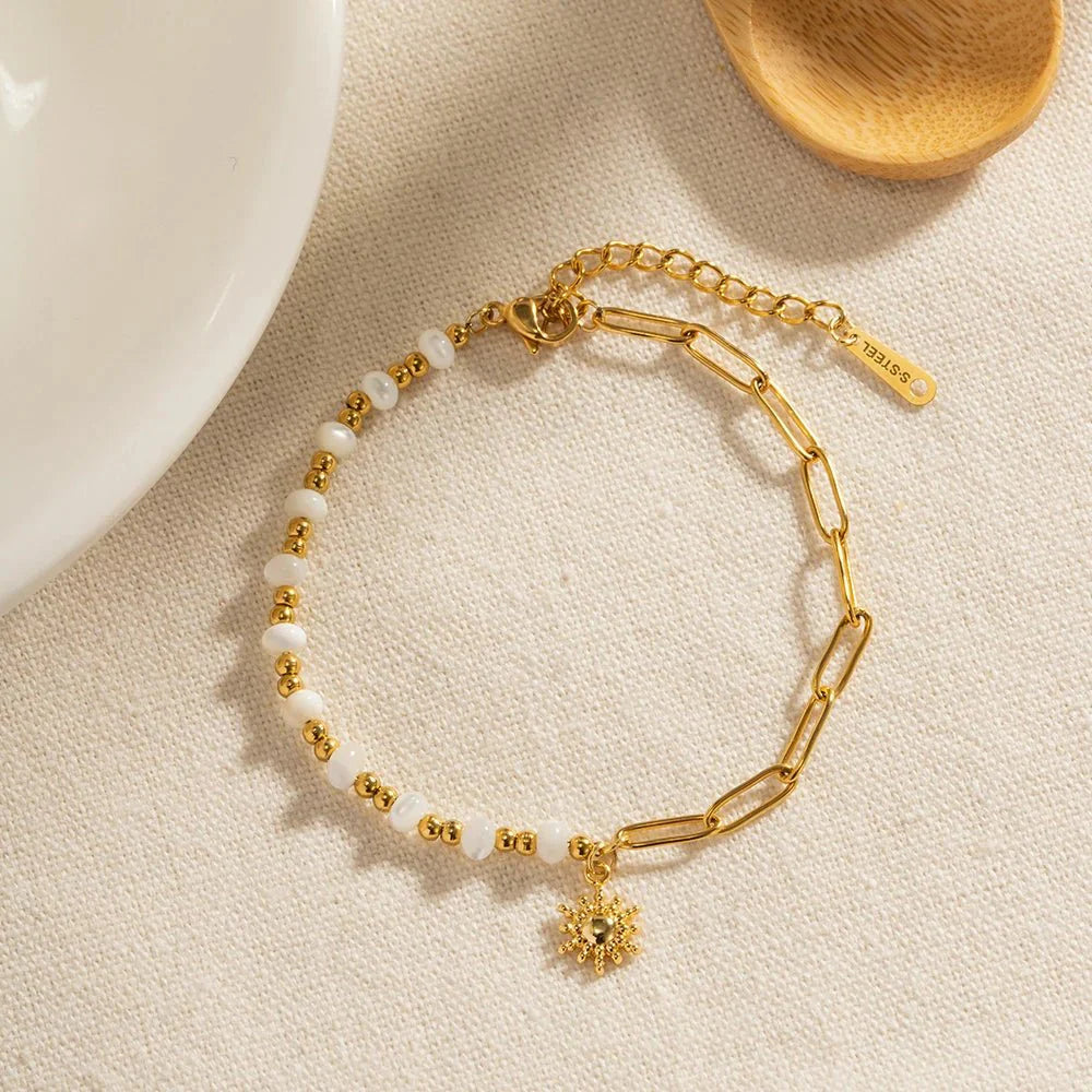 Golden Paperclip Boho Sun Bracelet - Aryomi