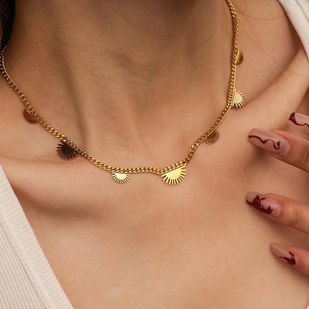 Half Sun Charm Necklace and Bracelet Set - Aryomi