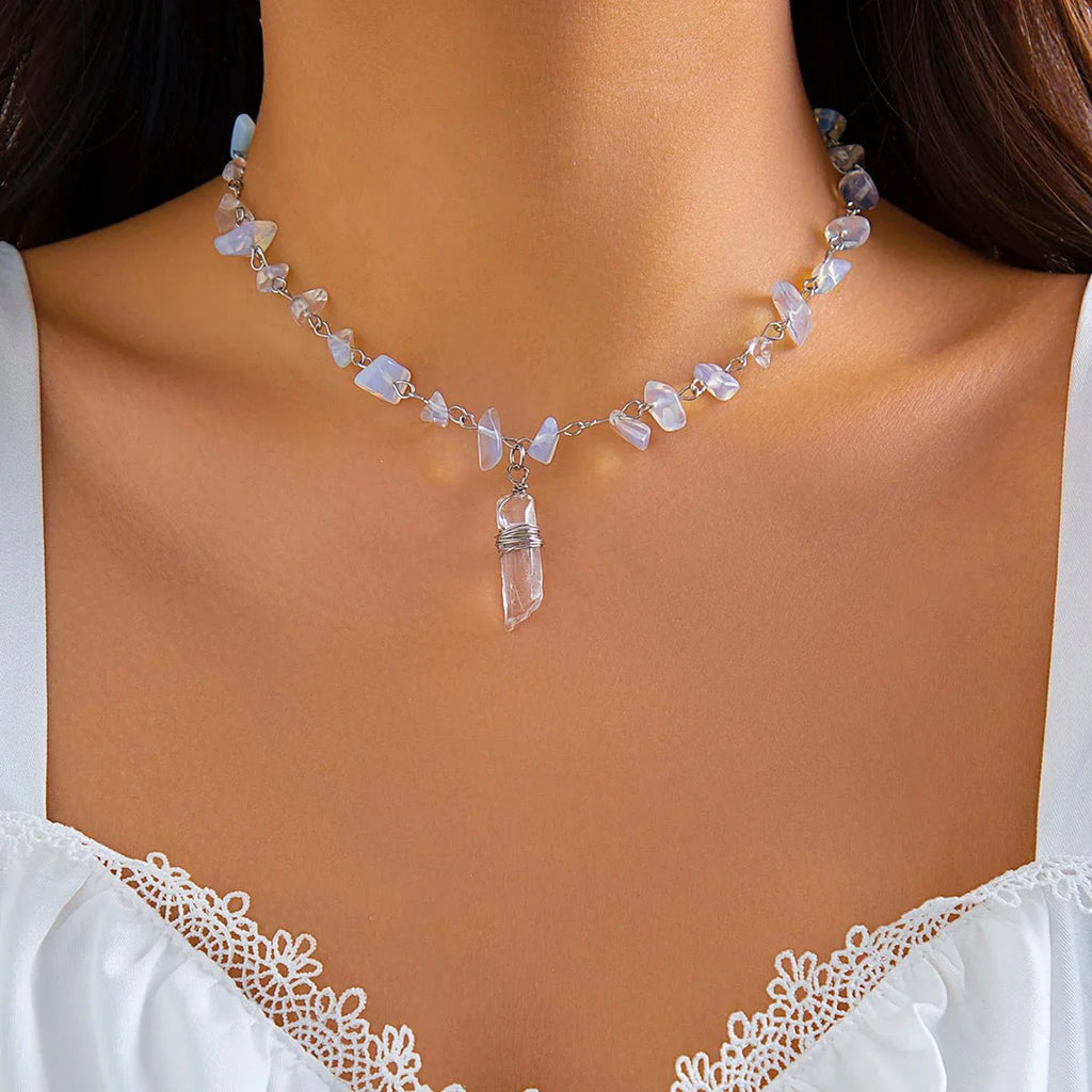 Ice Crystal Stone Choker Necklace - Aryomi