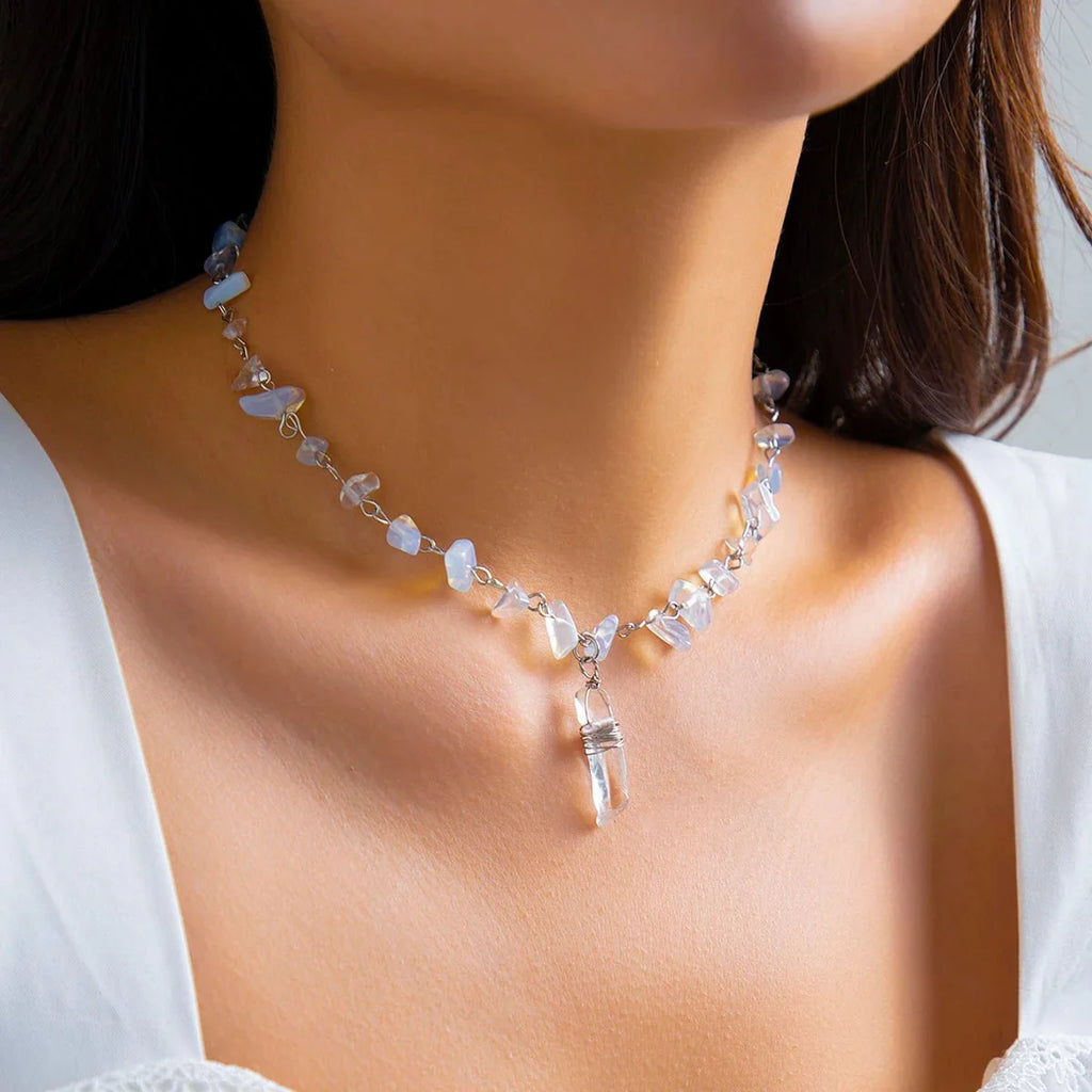 Ice Crystal Stone Choker Necklace - Aryomi