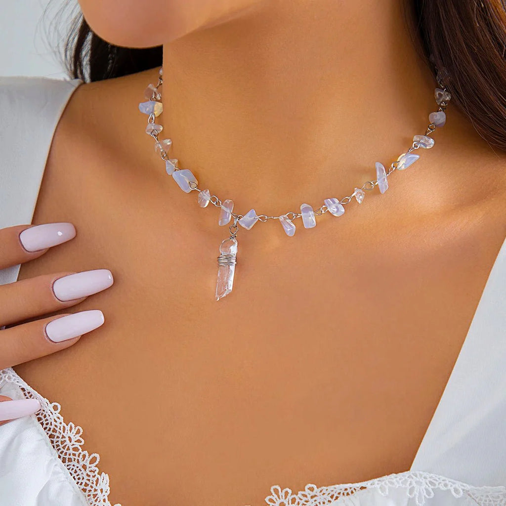 Ice Crystal Stone Choker Necklace - Aryomi
