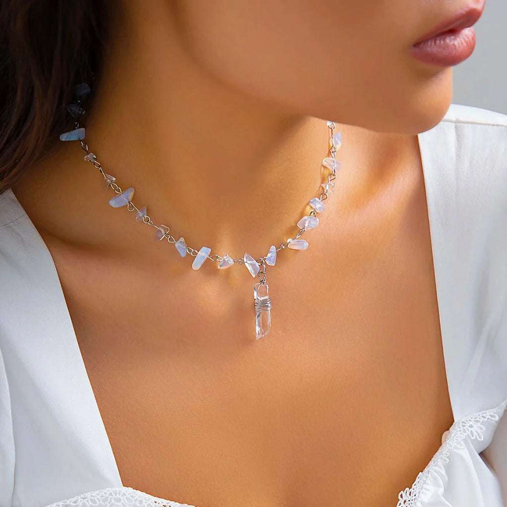Ice Crystal Stone Choker Necklace - Aryomi