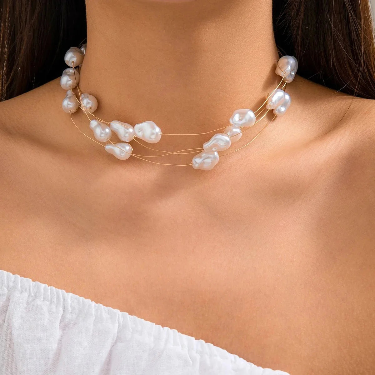 Layered Strung Pearls Bracelet and Necklace - Aryomi