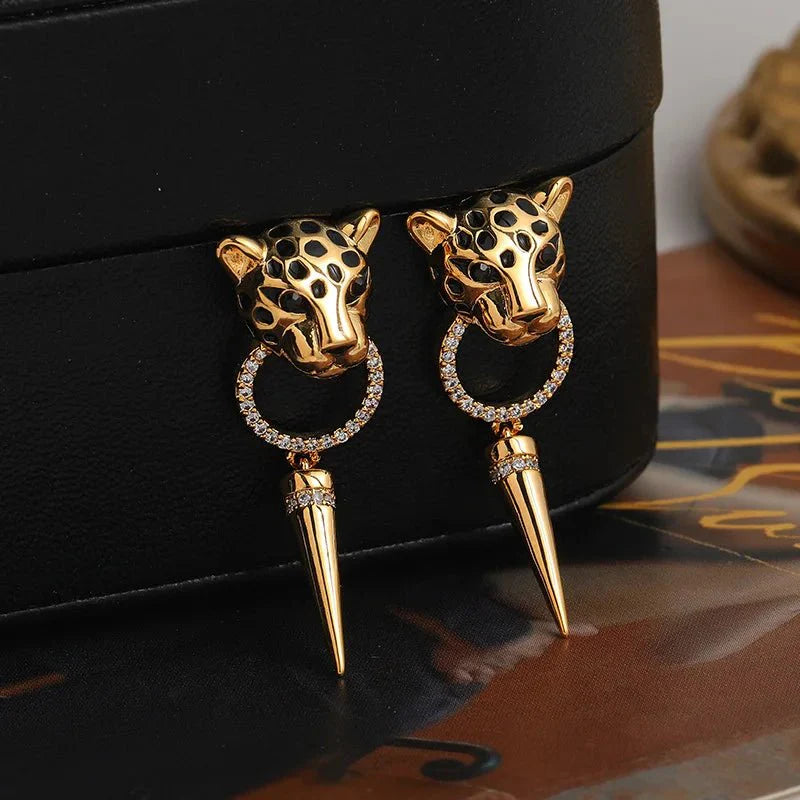 Leopard Circle Dangle Earrings - Aryomi