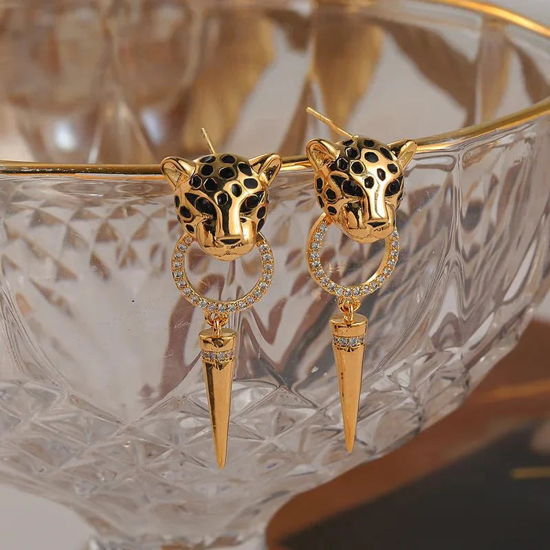 Leopard Circle Dangle Earrings - Aryomi