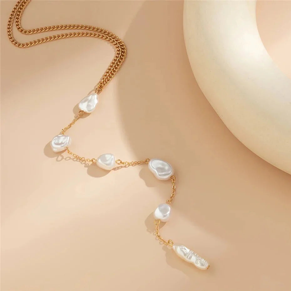 Long Pearl Drop Tassel Necklace - Aryomi