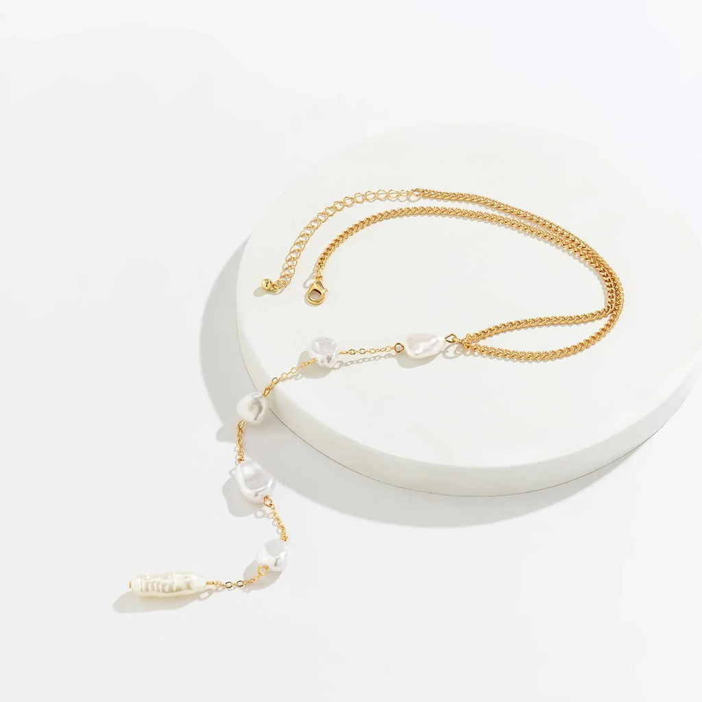 Long Pearl Drop Tassel Necklace - Aryomi