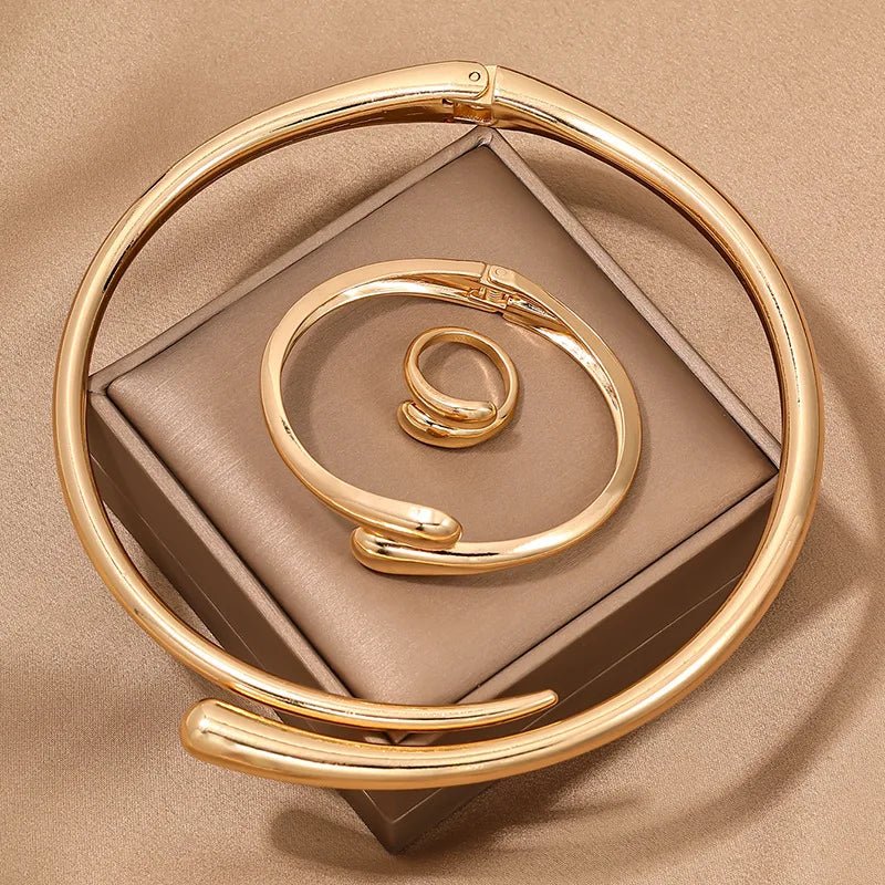 Modern Wrap Choker Necklace, Bracelet, Ring Set - Aryomi