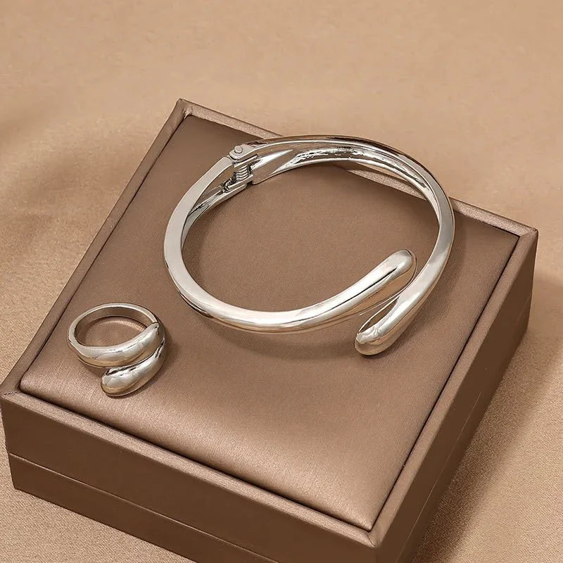 Modern Wrap Choker Necklace, Bracelet, Ring Set - Aryomi