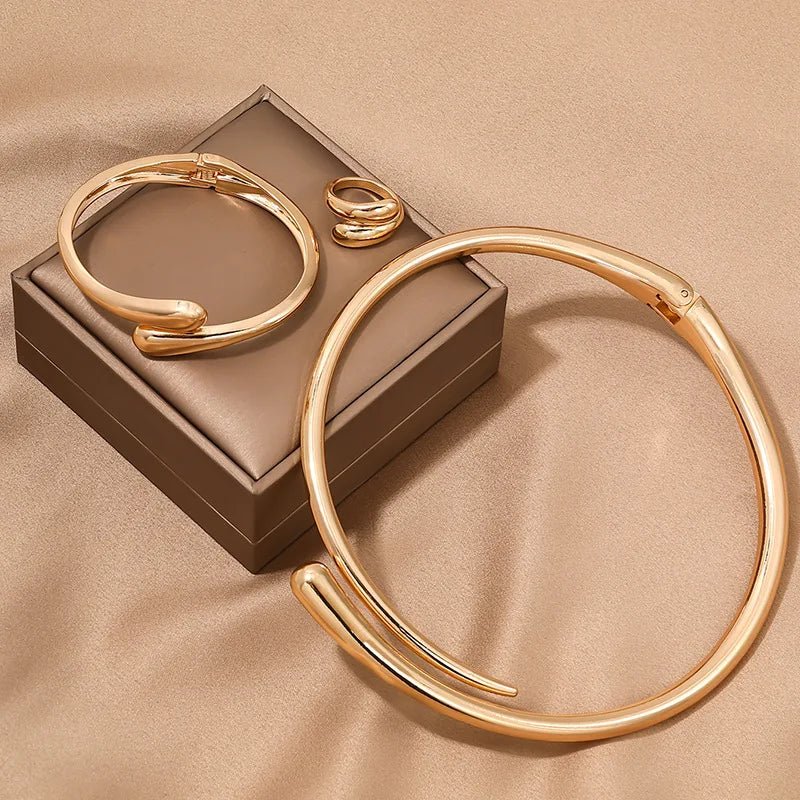 Modern Wrap Choker Necklace, Bracelet, Ring Set - Aryomi