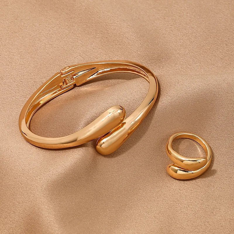 Modern Wrap Choker Necklace, Bracelet, Ring Set - Aryomi