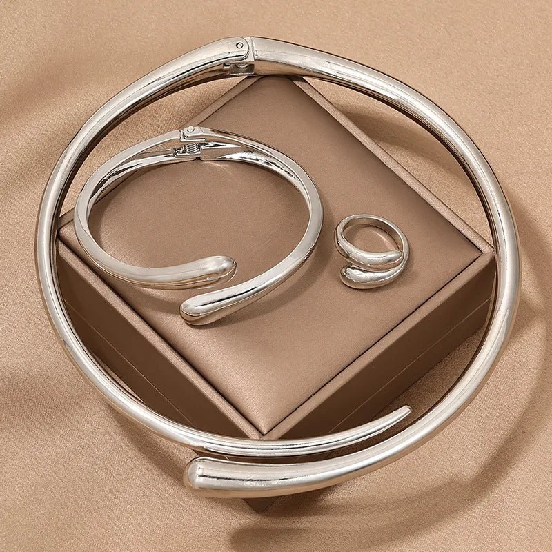 Modern Wrap Choker Necklace, Bracelet, Ring Set - Aryomi