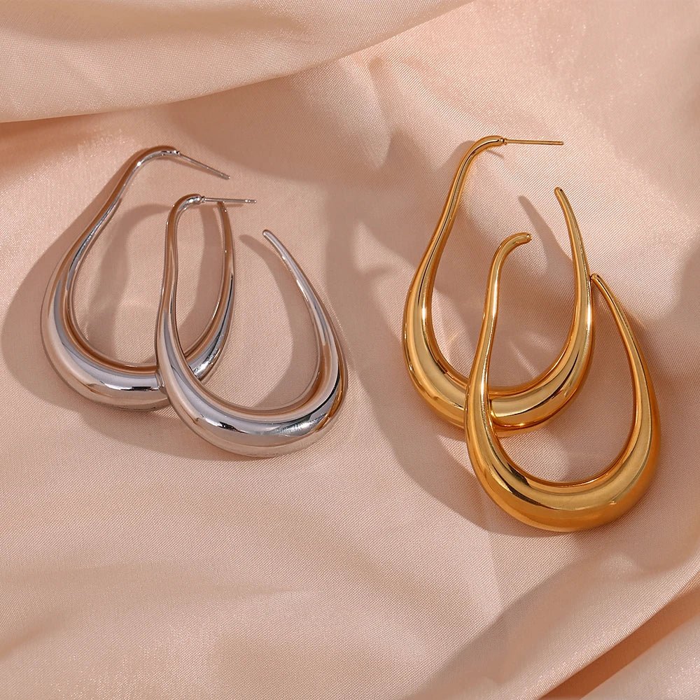 Pear Outlined Hoop Earrings - Aryomi