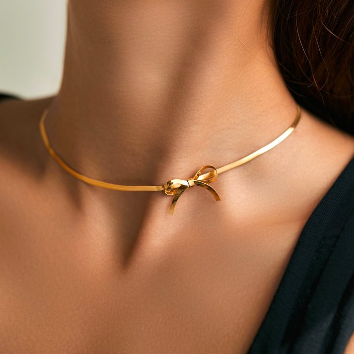 Romantic Dainty Bow Necklace - Aryomi