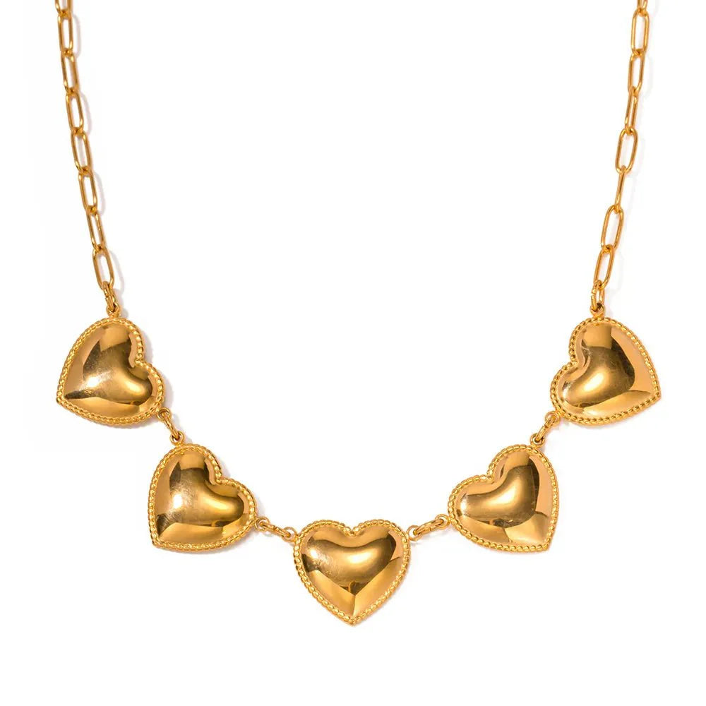 Romantic Five Heart Pendant Necklace - Aryomi