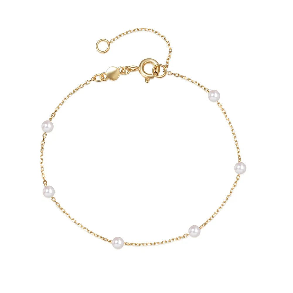 S925 Dainty Satellite Pearl Chain Bracelet - Aryomi