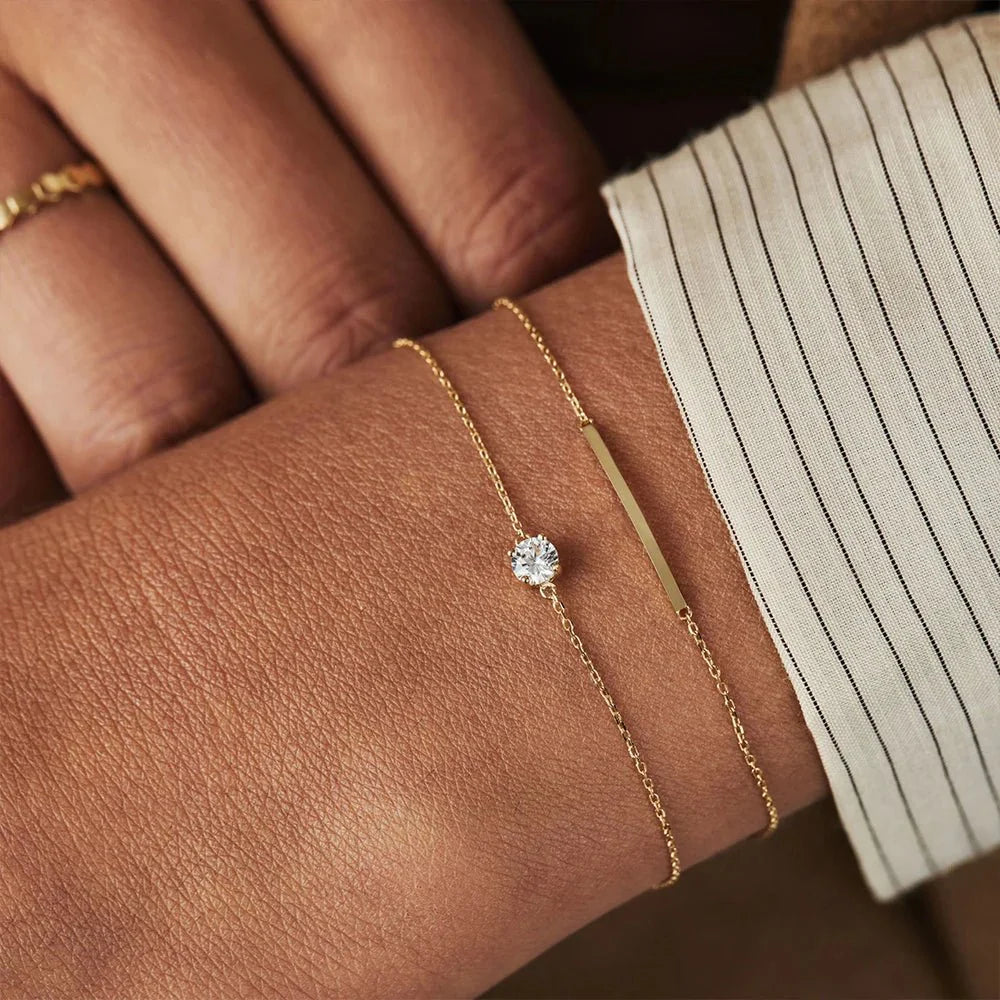 S925 Dainty Single Diamond Bracelets - Aryomi