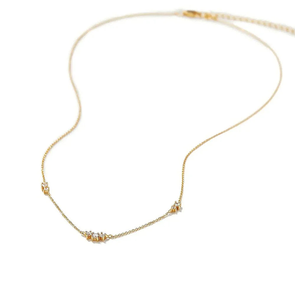 S925 Dainty Triple Zircon Necklace - Aryomi