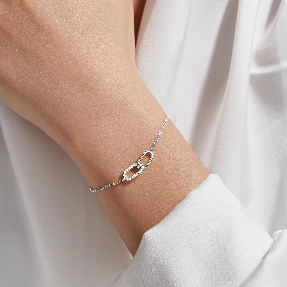 S925 Forever Linked Diamond Contrast Bracelet - Aryomi