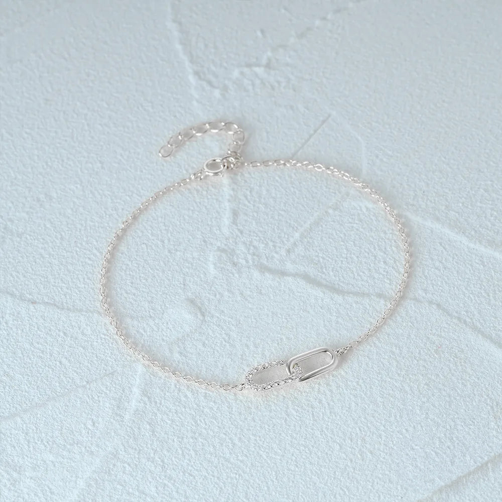 S925 Forever Linked Diamond Contrast Bracelet - Aryomi
