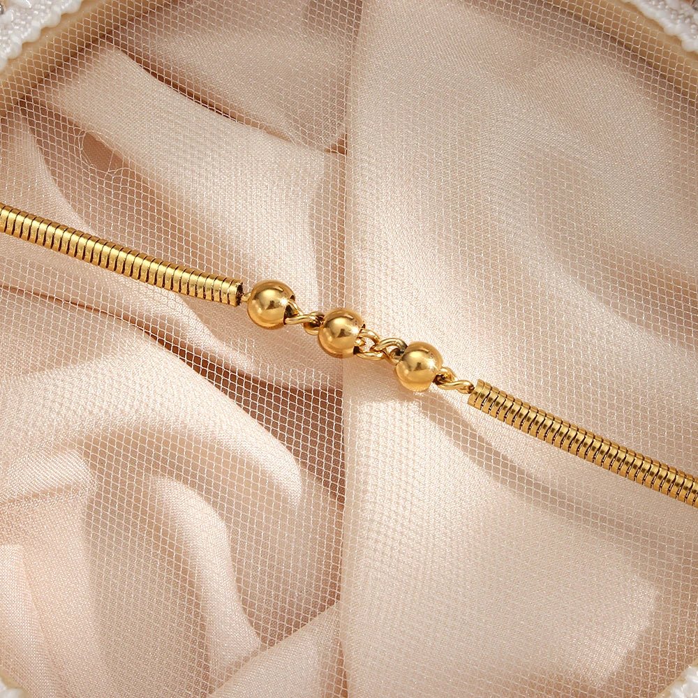 Thick Snake Chain Beaded Necklace and Bracelet Set - Aryomi