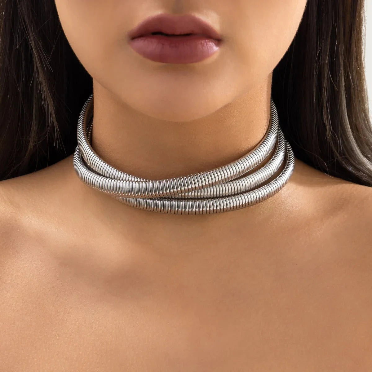 Triple Layer Stacked Chunky Choker Necklace - Aryomi