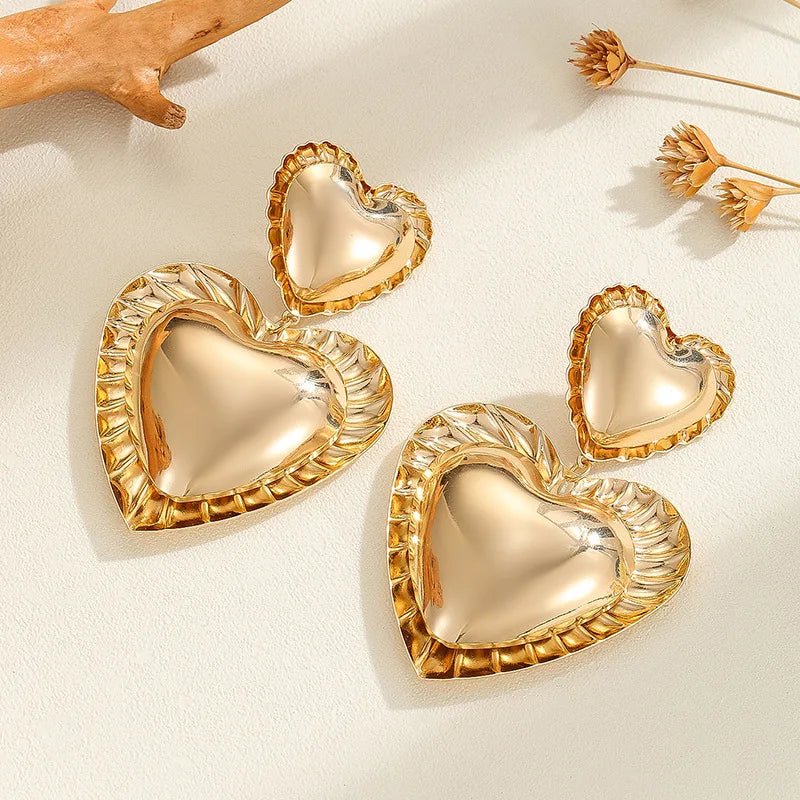 Vintage Inspired Classy Double Heart Earrings - Aryomi