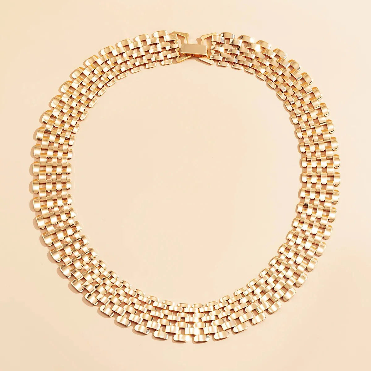 Wide Flow Flat Chain Choker Necklace - Aryomi